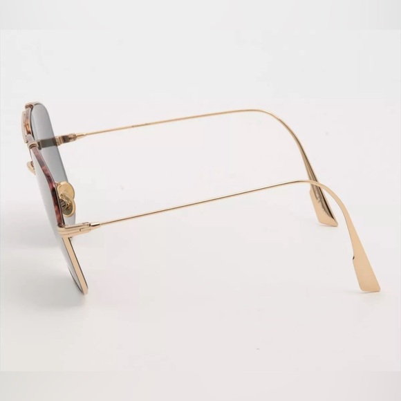 Dior Sunglasses Tortoise Frame With Gold Arms & Gold Brow Bar - Picture 3 of 6